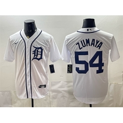 Men Detroit Tigers  54 Joel Zumaya White Cool Base Stitched Baseball Jersey