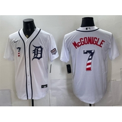 Men Detroit Tigers  7 Kevin McGonigle White 2026 USA 250 Fourth of July Stitched Baseball Jersey