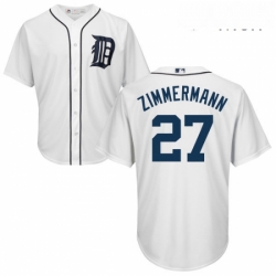 Mens Majestic Detroit Tigers 27 Jordan Zimmermann Replica White Home Cool Base MLB Jersey