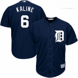 Mens Majestic Detroit Tigers 6 Al Kaline Replica Navy Blue Alternate Cool Base MLB Jersey