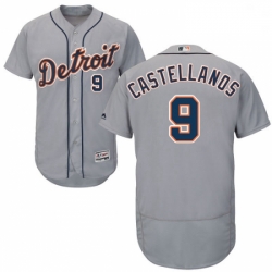 Mens Majestic Detroit Tigers 9 Nick Castellanos Grey Road Flex Base Authentic Collection MLB Jersey