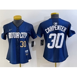 Women Detroit Tigers 30 Kerry Carpenter 2024 Navy City Connect Cool Base Limited jerseys 3