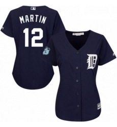 Womens Majestic Detroit Tigers 12 Leonys Martin Authentic Navy Blue Alternate Cool Base MLB Jersey 