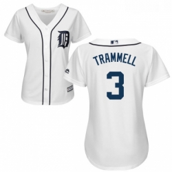 Womens Majestic Detroit Tigers 3 Alan Trammell Replica White Home Cool Base MLB Jersey