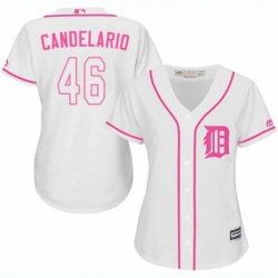 Womens Majestic Detroit Tigers 46 Jeimer Candelario Replica White Fashion Cool Base MLB Jersey 