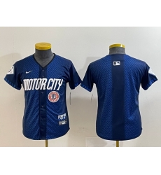 Youth Detroit Tigers Team Big Logo 2024 Navy City Connect Cool Base Limited Stitched jerseys 9