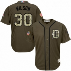 Youth Majestic Detroit Tigers 30 Alex Wilson Authentic Green Salute to Service MLB Jersey 