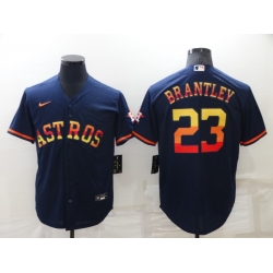 Men Houston Astros 23 Michael Brantley 2022 Navy Cool Base Stitched Jerse