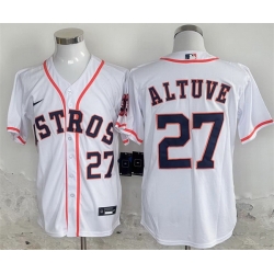 Men Houston Astros 27 Jose Altuve White 2024 Home Stitched Baseball Jersey