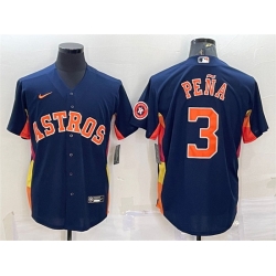 Men Houston Astros 3 Jeremy Pena Navy With Patch Cool Base Stitched Jersey