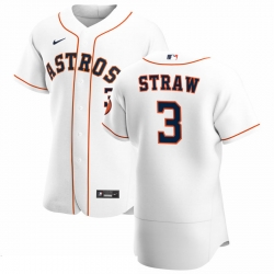 Men Houston Astros 3 Myles Straw Men Nike White Home 2020 Flex Base Player MLB Jersey