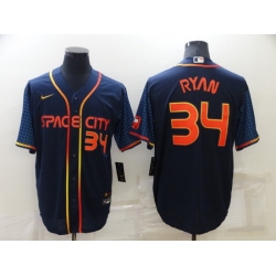 Men Houston Astros 34 Nolan Ryan 2022 Navy City Connect Cool Base Stitched Jerse