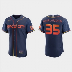 Men Houston Astros 35 Justin Verlander 2022 Navy City Connect Flex Base Stitched Baseball jersey