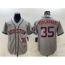 Men Houston Astros 35 Justin Verlander Gray With Patch Cool Base Stitched Jersey