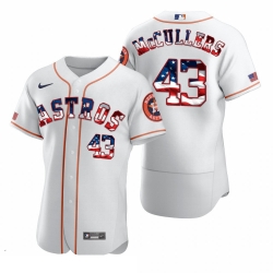 Men Houston Astros 43 Lance McCullers Jr  Men Nike White Fluttering USA Flag Limited Edition Flex Base MLB Jersey