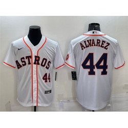 Men Houston Astros 44 Yordan Alvarez White With Patch Cool Base Stitched Jersey