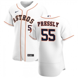 Men Houston Astros 55 Ryan Pressly Men Nike White Home 2020 Flex Base Player MLB Jersey