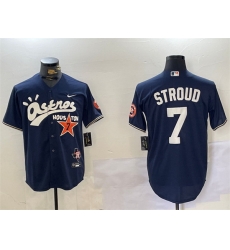 Men Houston Astros 7 C J  Stroud Navy Cactus Jack Style Vapor Premier Limited Stitched Baseball Jersey