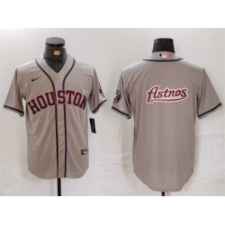 Men Houston Astros Gray Team Big Logo With Patch Cool Base Stitched Baseball Jersey 3
