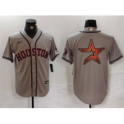 Men Houston Astros Gray Team Big Logo With Patch Cool Base Stitched Baseball Jersey 5