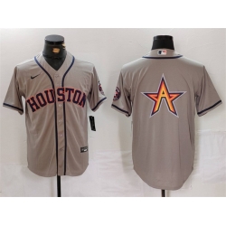 Men Houston Astros Gray Team Big Logo With Patch Cool Base Stitched Baseball Jersey 7