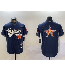 Men Houston Astros Navy Team Big Logo Cactus Jack Style Vapor Premier Limited Stitched Baseball Jersey