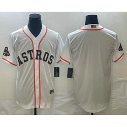 Men's Houston Astros Blank 2023 White Gold World Serise Champions Patch Cool Base Stitched Jersey