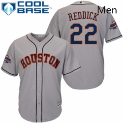 Mens Majestic Houston Astros 22 Josh Reddick Replica Grey Road 2017 World Series Champions Cool Base MLB Jersey