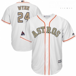 Mens Majestic Houston Astros 24 Jimmy Wynn Replica White 2018 Gold Program Cool Base MLB Jersey 