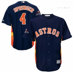 Mens Majestic Houston Astros 4 George Springer Replica Navy Blue Alternate 2017 World Series Champions Cool Base MLB Jersey