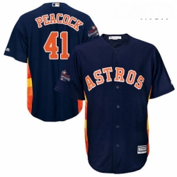 Mens Majestic Houston Astros 41 Brad Peacock Replica Navy Blue Alternate 2017 World Series Champions Cool Base MLB Jersey 