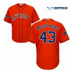 Mens Majestic Houston Astros 43 Lance McCullers Replica Orange Alternate 2017 World Series Champions Cool Base MLB Jersey