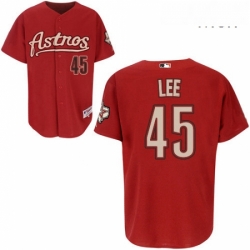 Mens Majestic Houston Astros 45 Carlos Lee Authentic Red MLB Jersey