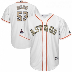 Mens Majestic Houston Astros 53 Ken Giles Replica White 2018 Gold Program Cool Base MLB Jersey 