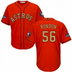 Mens Majestic Houston Astros 56 Hector Rondon Replica Orange Alternate 2018 Gold Program Cool Base MLB Jersey 