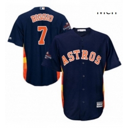 Mens Majestic Houston Astros 7 Craig Biggio Replica Navy Blue Alternate 2017 World Series Champions Cool Base MLB Jersey