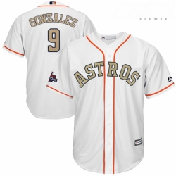 Mens Majestic Houston Astros 9 Marwin Gonzalez Replica White 2018 Gold Program Cool Base MLB Jersey 