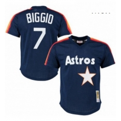 Mens Mitchell and Ness 1988 Houston Astros 7 Craig Biggio Replica Navy Blue Throwback MLB Jersey