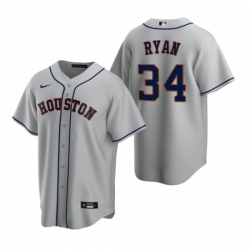 Mens Nike Houston Astros 34 Nolan Ryan Gray Road Stitched Baseball Jerse