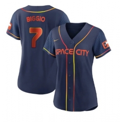 Women Houston Astros 7 Craig Biggio 2022 Navy City Connect Stitched Jersey