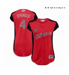 Womens Houston Astros 4 George Springer Authentic Red American League 2019 Baseball All Star Jersey