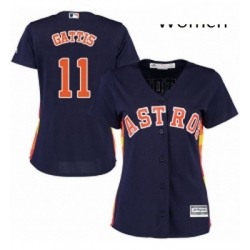 Womens Majestic Houston Astros 11 Evan Gattis Authentic Navy Blue Alternate Cool Base MLB Jersey