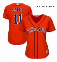 Womens Majestic Houston Astros 11 Evan Gattis Replica Orange Alternate Cool Base MLB Jersey