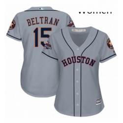 Womens Majestic Houston Astros 15 Carlos Beltran Authentic Grey Road 2017 World Series Champions Cool Base MLB Jersey