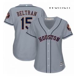 Womens Majestic Houston Astros 15 Carlos Beltran Authentic Grey Road Cool Base MLB Jersey