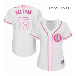 Womens Majestic Houston Astros 15 Carlos Beltran Replica White Fashion Cool Base MLB Jersey