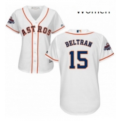 Womens Majestic Houston Astros 15 Carlos Beltran Replica White Home 2017 World Series Champions Cool Base MLB Jersey