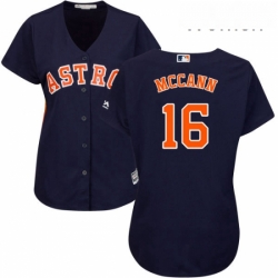 Womens Majestic Houston Astros 16 Brian McCann Authentic Navy Blue Alternate Cool Base MLB Jersey