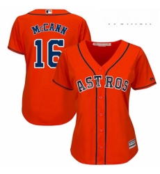 Womens Majestic Houston Astros 16 Brian McCann Replica Orange Alternate Cool Base MLB Jersey