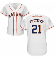 Womens Majestic Houston Astros 21 Andy Pettitte Replica White Home Cool Base MLB Jersey